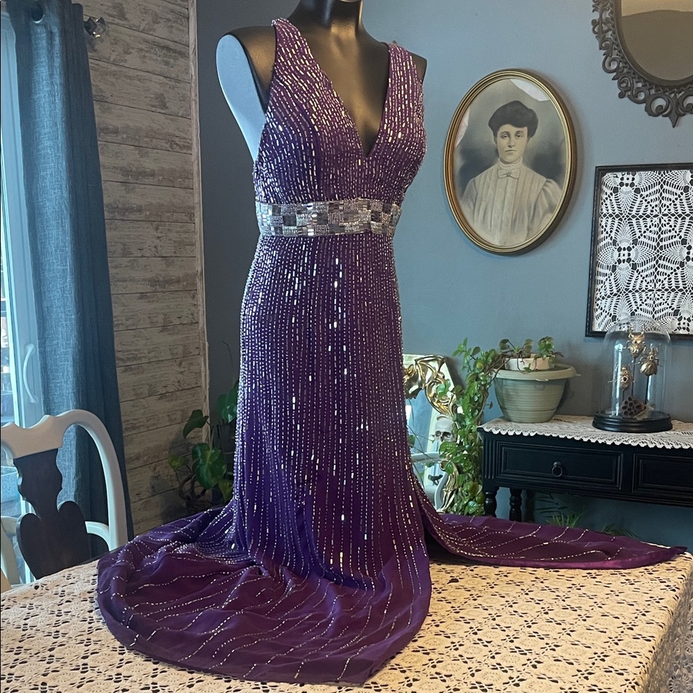 Riva Designs Sparkling Purple Prom Dress